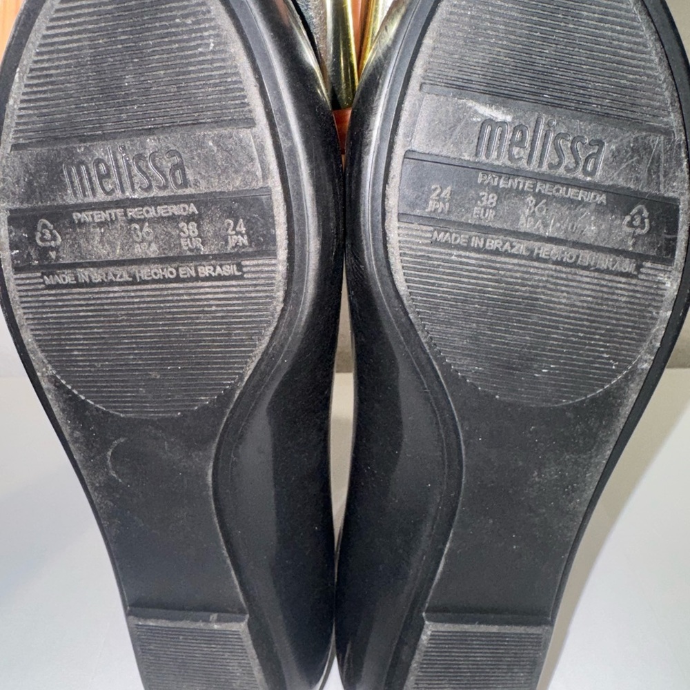 Melissa Black and Gold Flats with Sleek Design - Picture 4 of 4